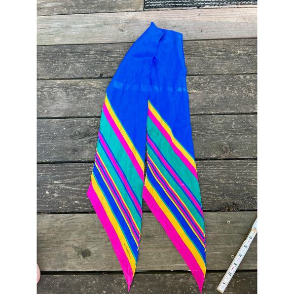 Liz Claiborne scarf oblong blue pink yellow - Picture 10 of 15